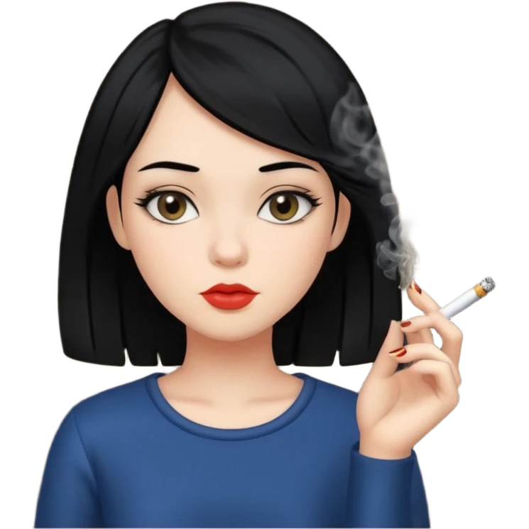 Girl smoking with black hair emoji