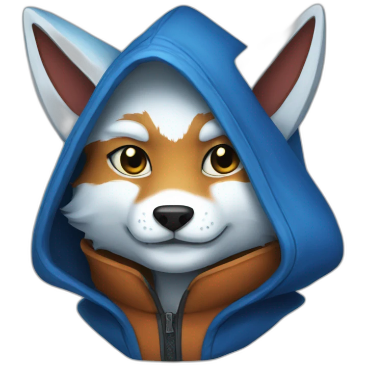 blue hood kitsune emoji