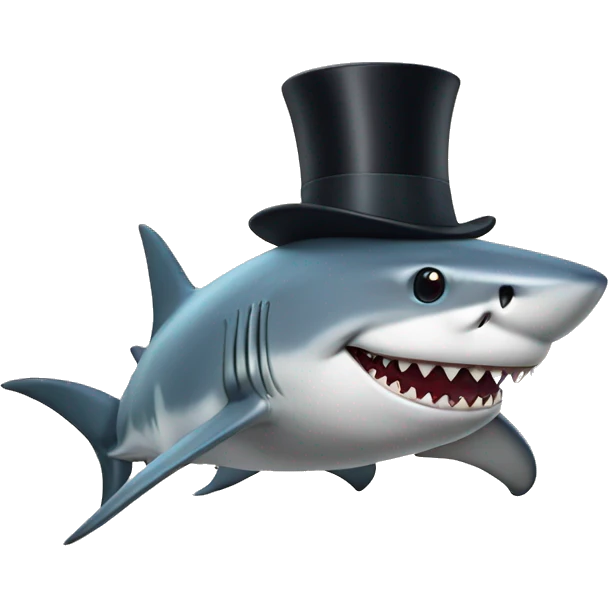 Shark with a top hat emoji