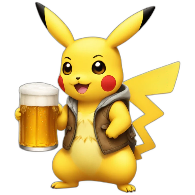 Pikachu holding beer emoji