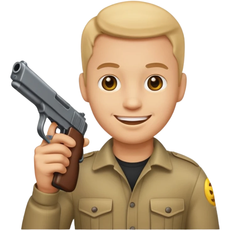 Smiling emoji guy with gun emoji