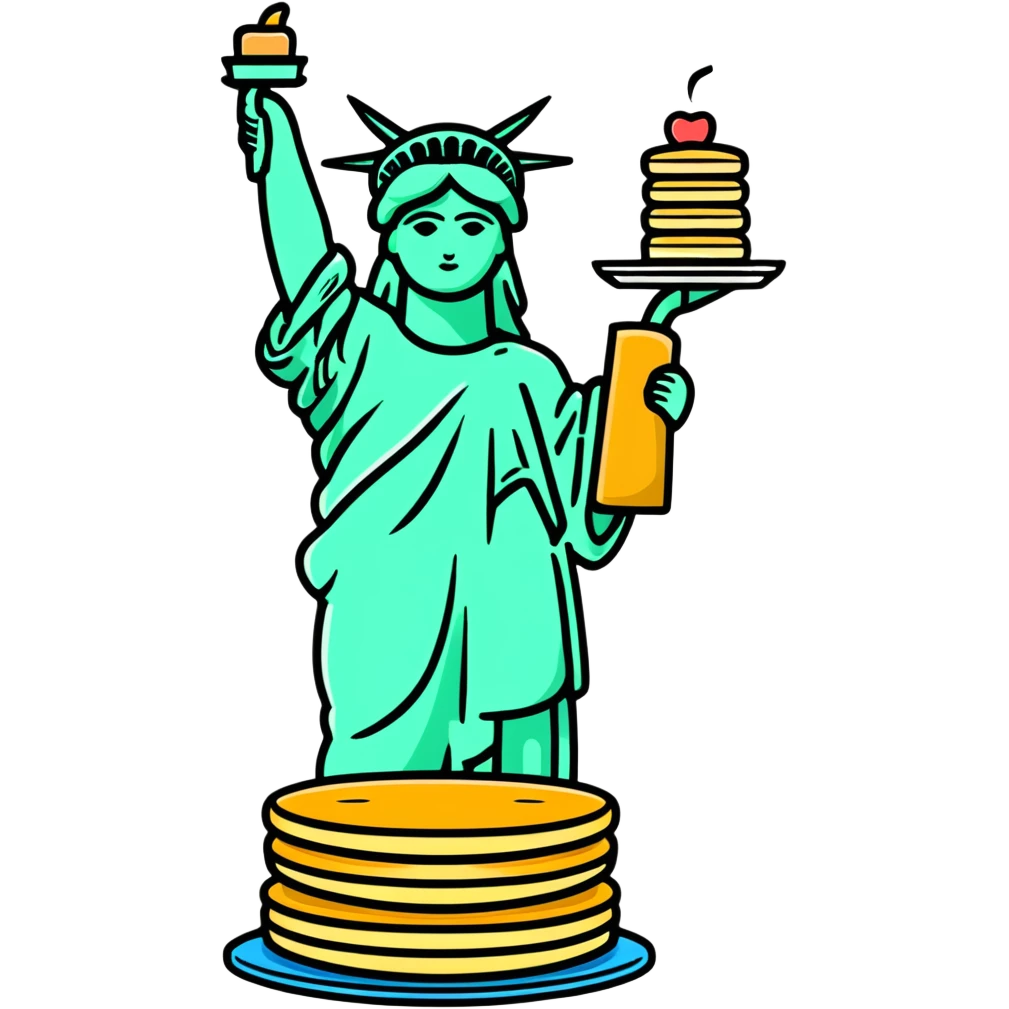 Statue of Liberty holding a stack of pancakes emoji