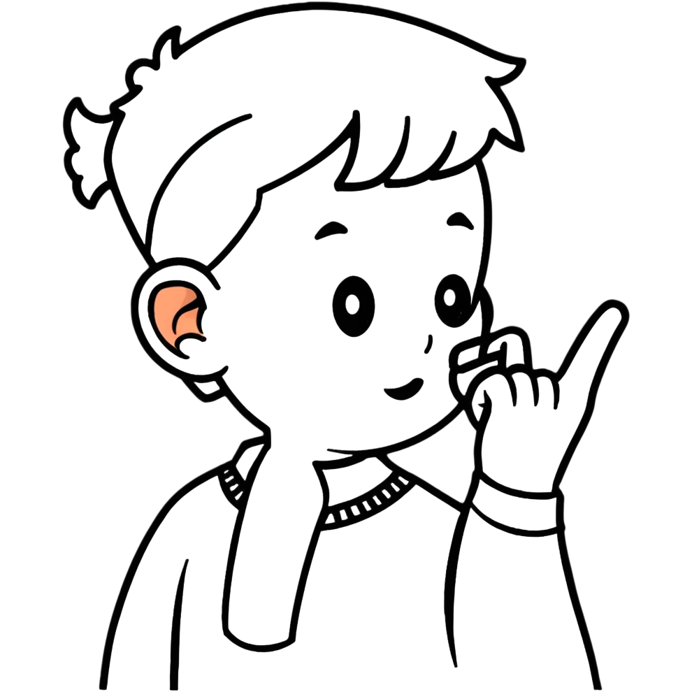 Person pointing to ear, deaf individual emoji