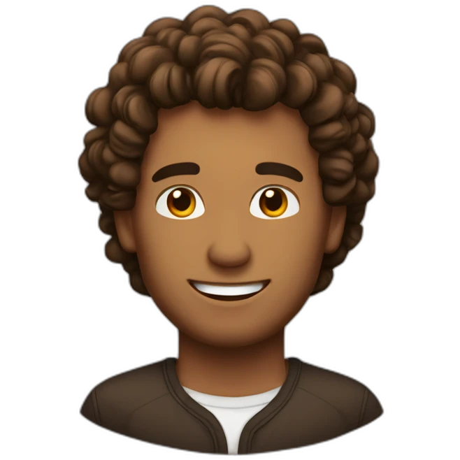 Hombre con pelo rizado marrón  emoji