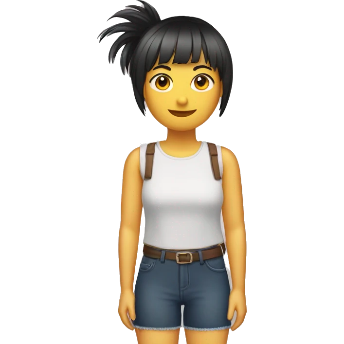 chica castaña con flequillo emoji