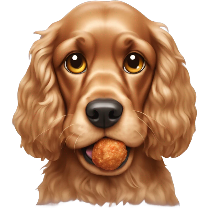 Cocker spaniel dog eating meatball emoji