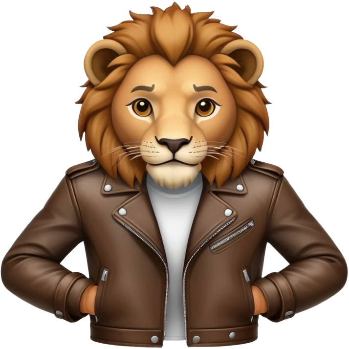 lion in a leather jacket, cool pose emoji
