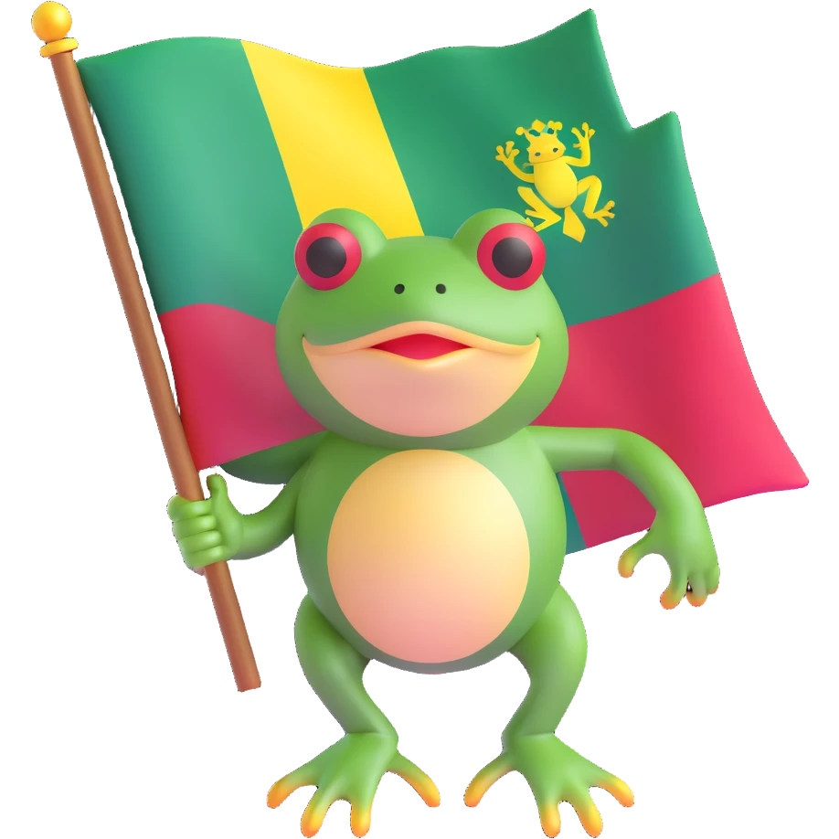 frog holding a Lithuanian flag emoji