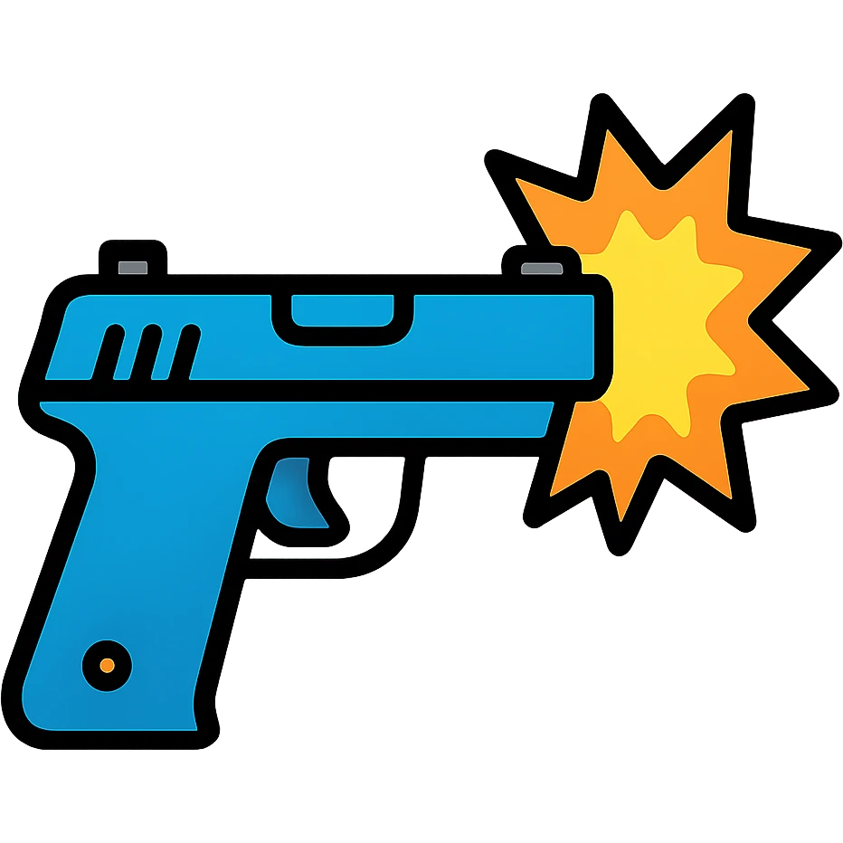 Colorful icon of a gun firing with muzzle flash emoji