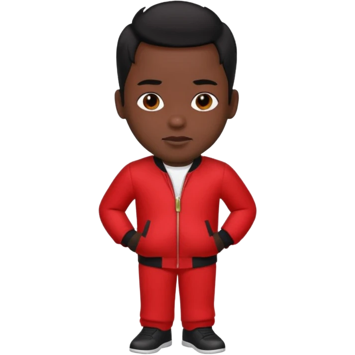 Bobby Brown, black hair, red outfit emoji