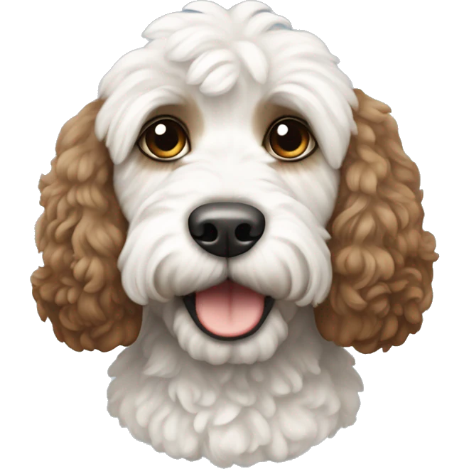 White and brown cockapoo emoji