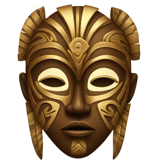 African tribal mask, golden and brown colors with ornament emoji