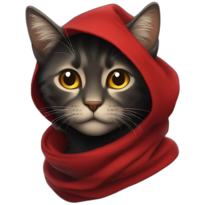 Chat noir avec un foulard rouge emoji