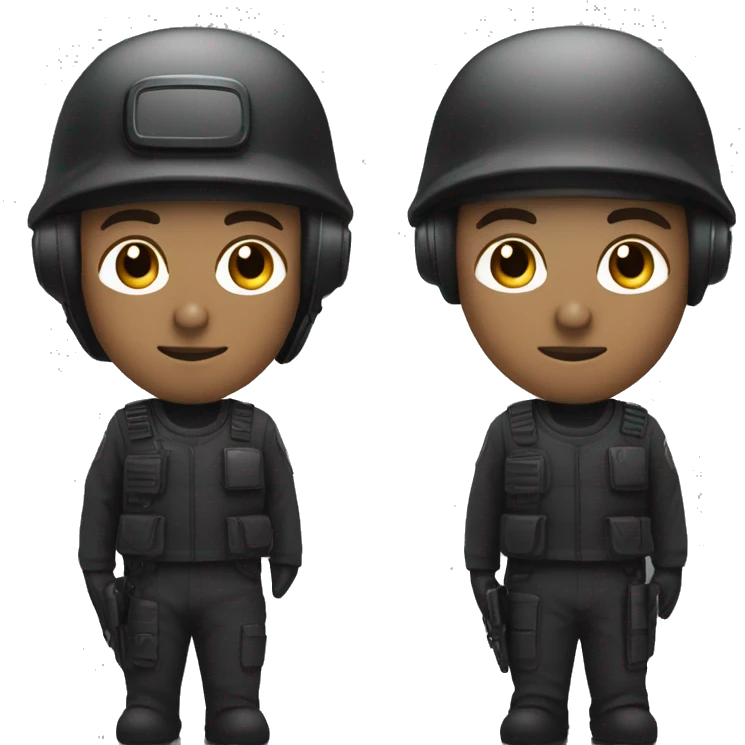 operator dressed in black with a milatary helmet, without glasses, wearing a headset, preferably male white emoji