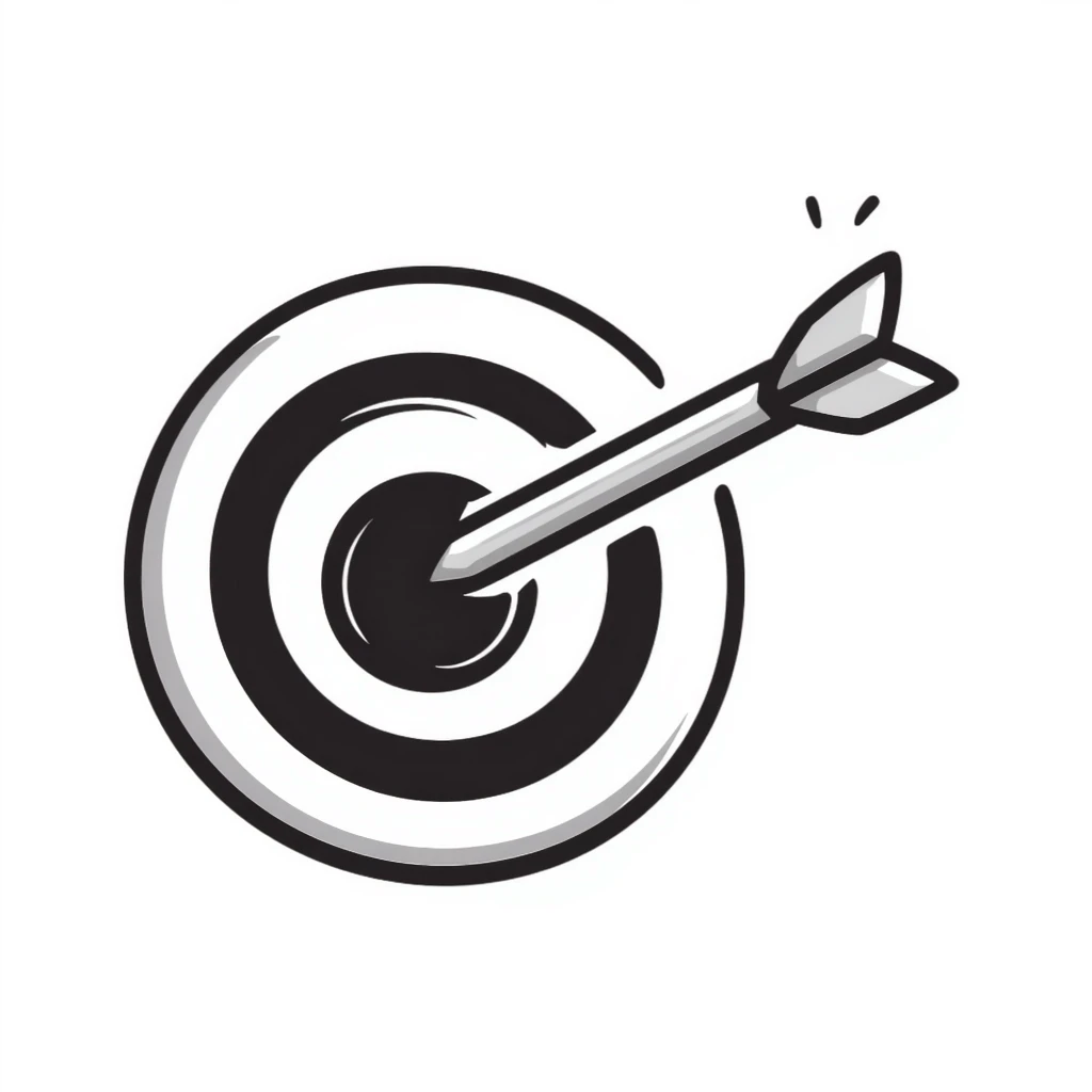 target with arrow in the center, hand drawn doodle style emoji