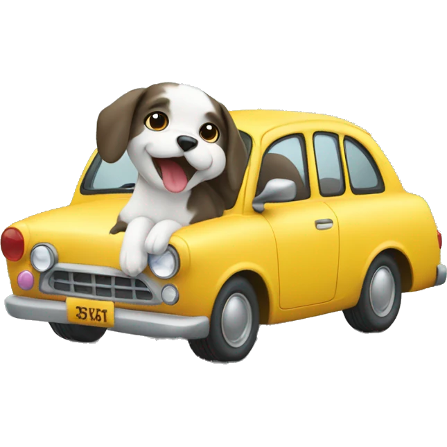 Dog with car emoji