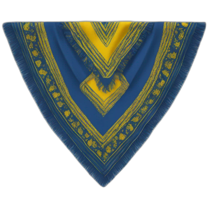 Foulard triangulaire bleu et jaune roulé emoji
