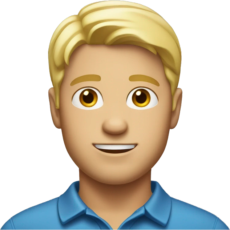 Blond man with a polo shirt and a middle part emoji