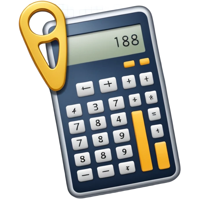 An icon featuring mathematical formulas, a calculator, geometric shapes, and the golden ratio with calculations, symbolizing mathematics. The design includes a ruler, and a graph, representing the study of numbers, equations, and spatial relationships. Transparent background emoji