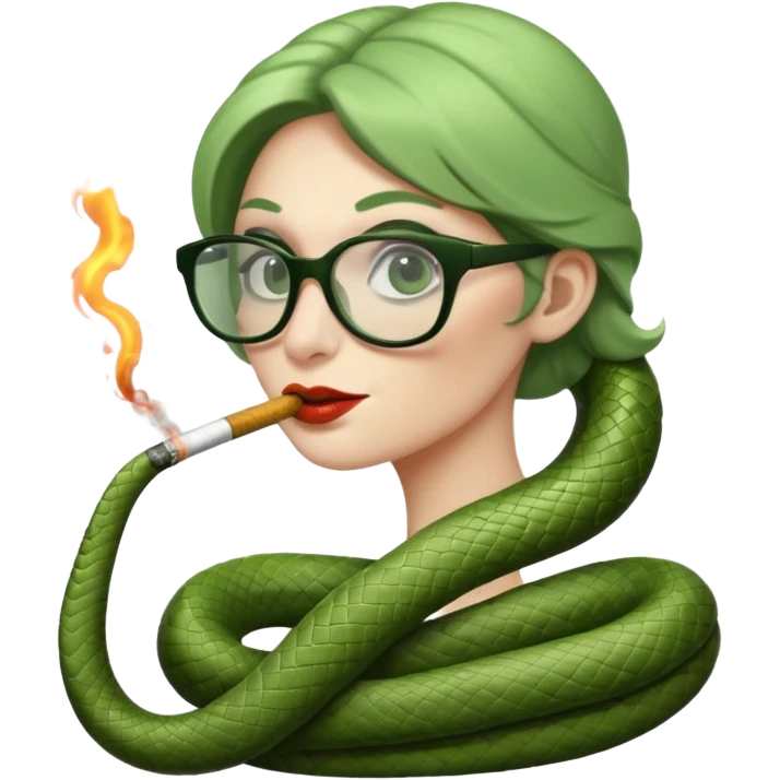 can you create a sneaky bitch SNAKE with big glasses smoking a cigarrette emoji