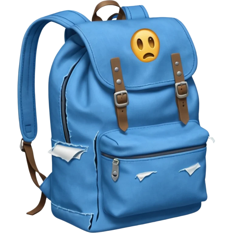 Blue backpack, tear, Lost & Found Object. emoji