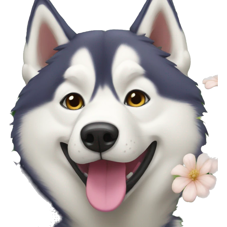 husky in garden emoji