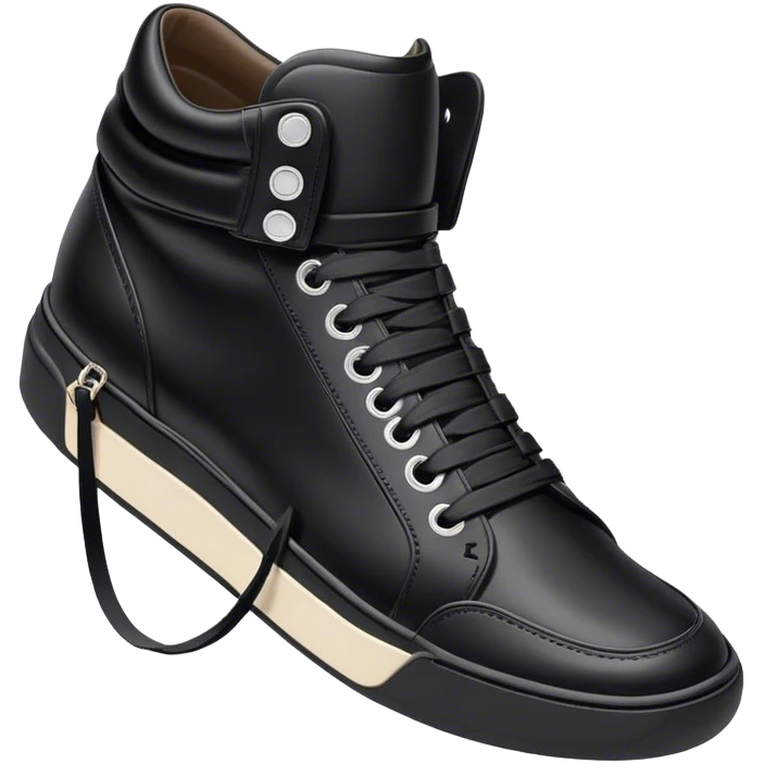 LANVIN Black Leather Curb Sneakers thick shoelaces  emoji