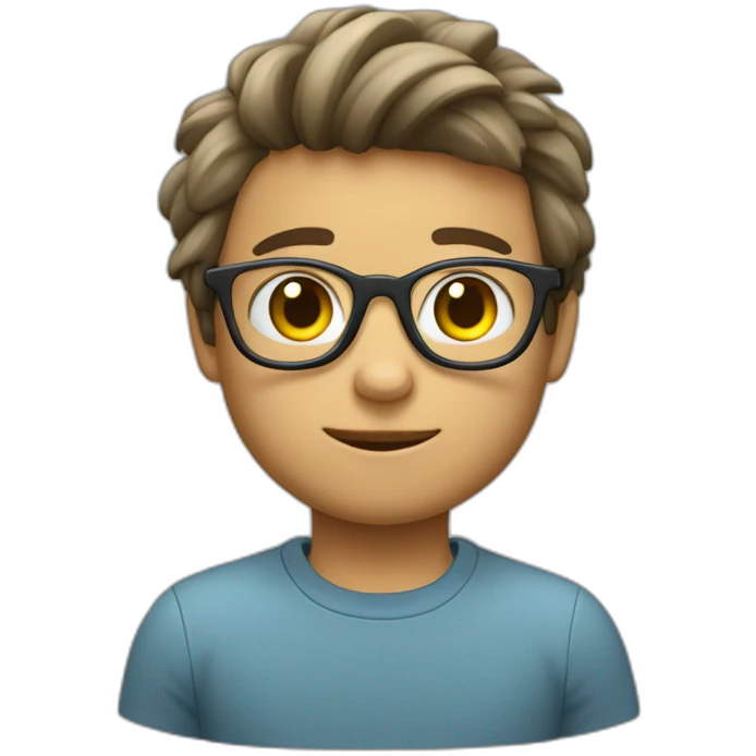 un niño con gafas grises con el pelo moreno emoji