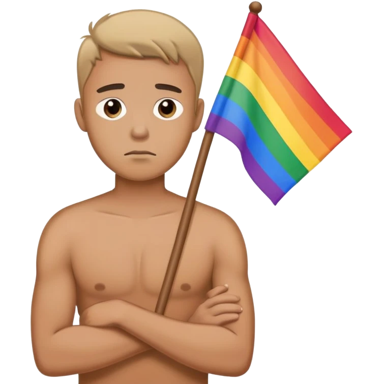 gay guy that’s really sad holding a pride flag emoji