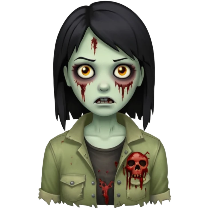 mulher zumbi cabelo liso preto emoji