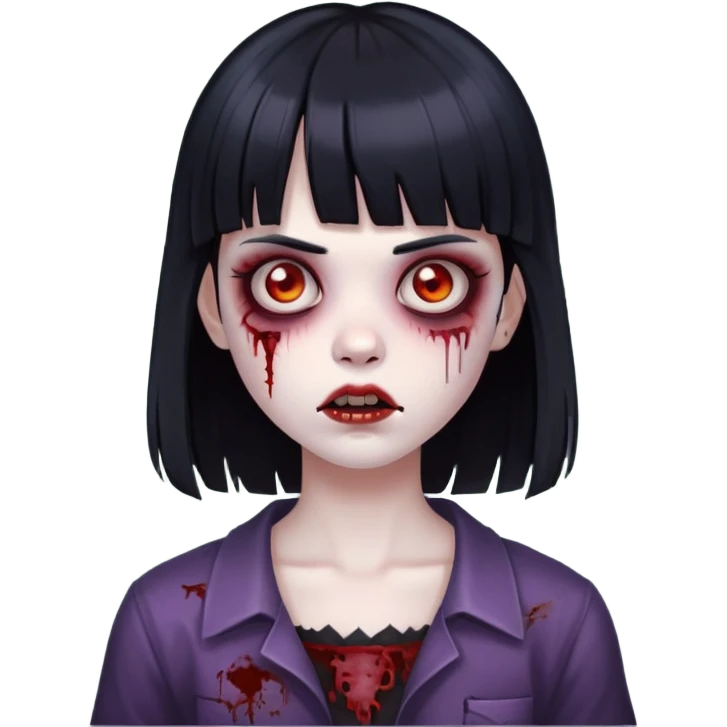 girl zombie with black hair and bangs emoji