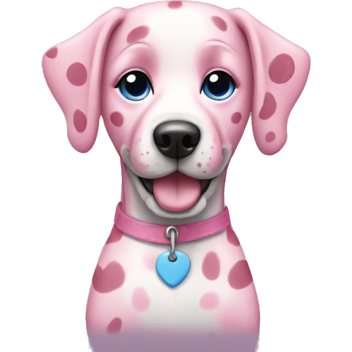 Pink and blue spotted dog emoji