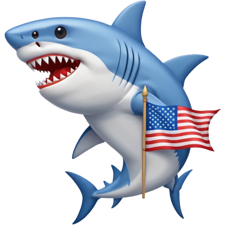 Shark holding the American flag emoji