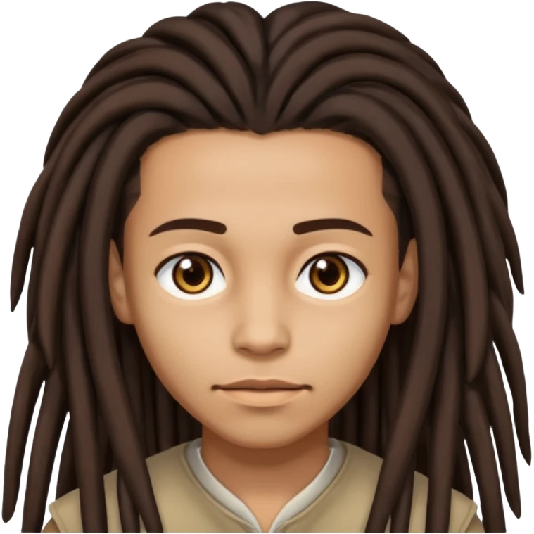 Lightskin with brown eyes and dark brown long dreads with a lining emoji