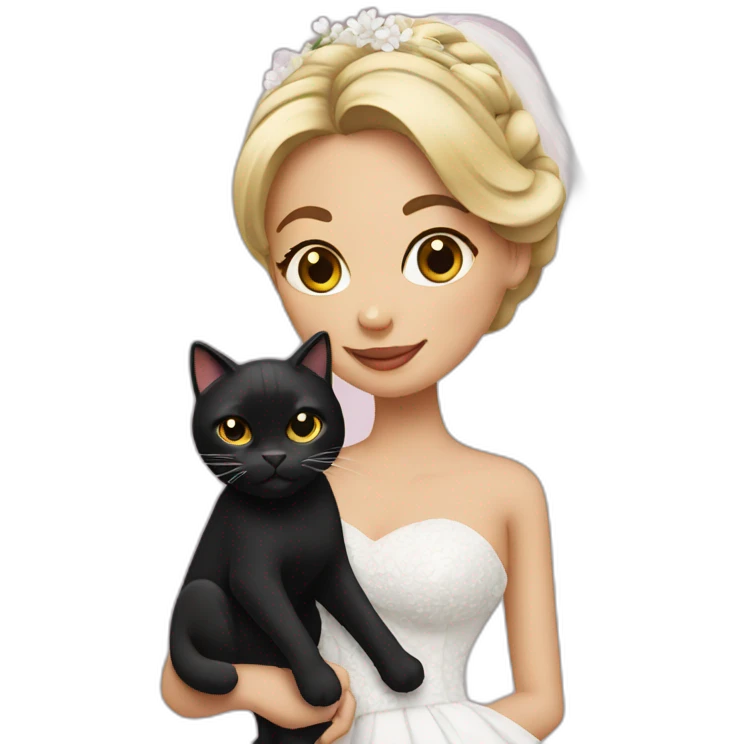 bride to be holding a black cat emoji