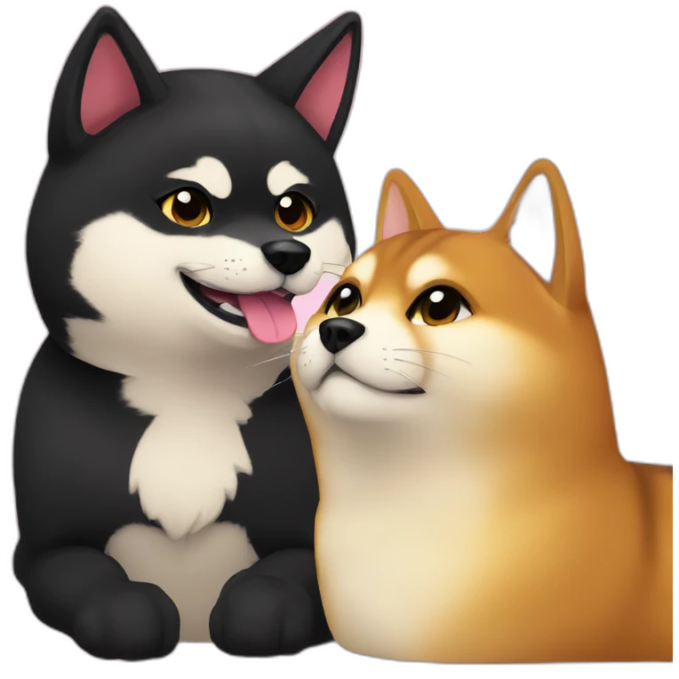 shibainu and black cat being-in-love emoji
