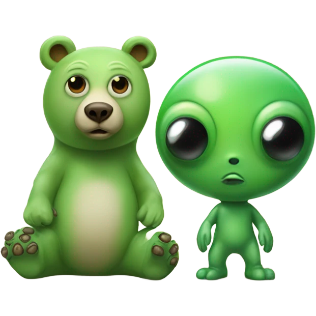 Bear and an alien  emoji