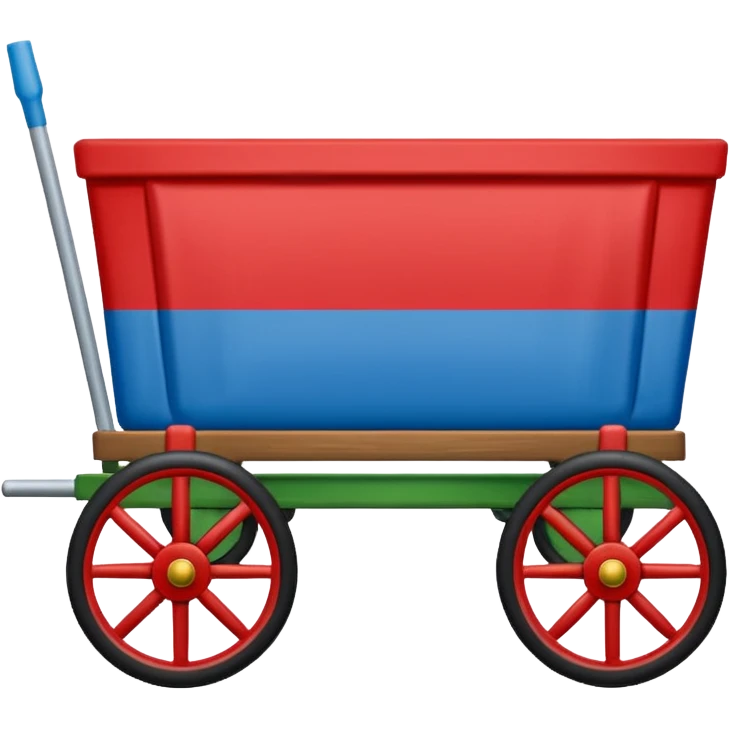 Un emoji drapeau rectangulaire avec la moitié du haut en bleu et l’autre moitié du bas en vert avec une roue de roulotte rouge au centre assez grande que la roue  emoji