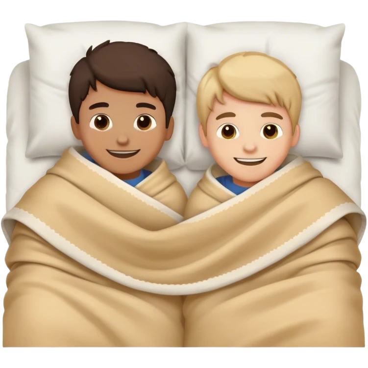 2 boys laying in bed under blanket emoji
