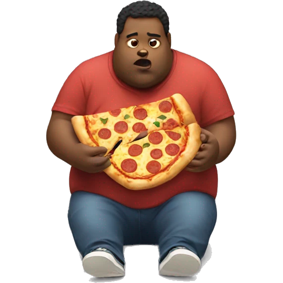 obese man eating pizza  emoji