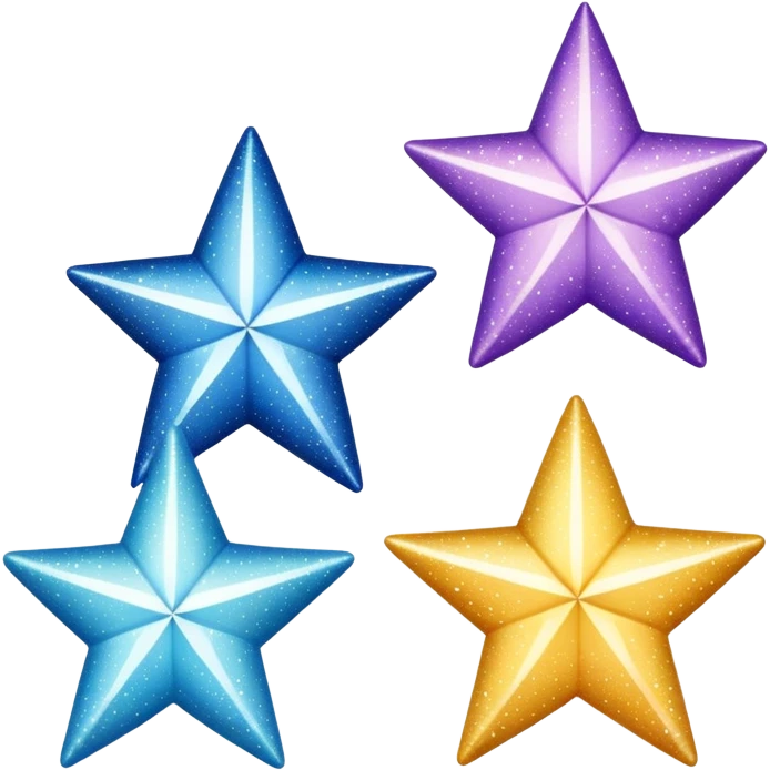 three simple sparkle stars, each star has a different fabric pattern emoji