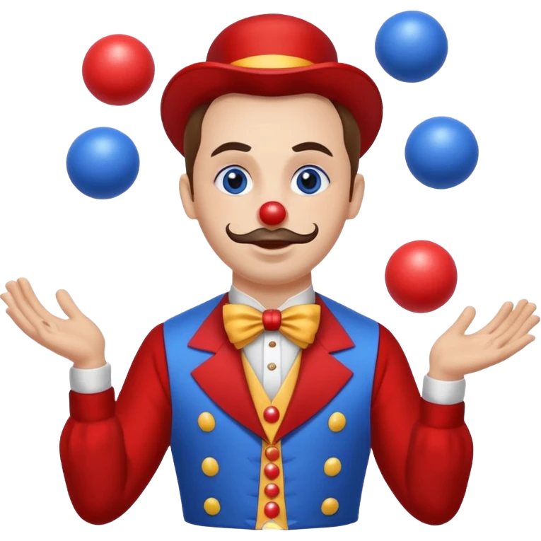 circus juggler juggling balls blue and white and red emoji