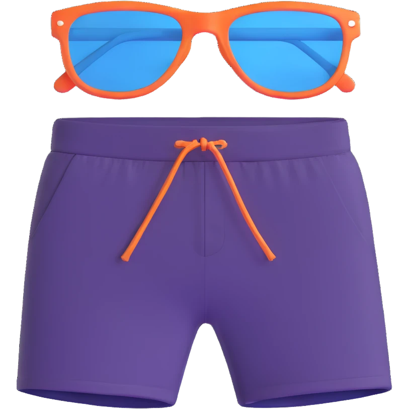 beach swim shorts and separate sunglasses arranged together in same image emoji