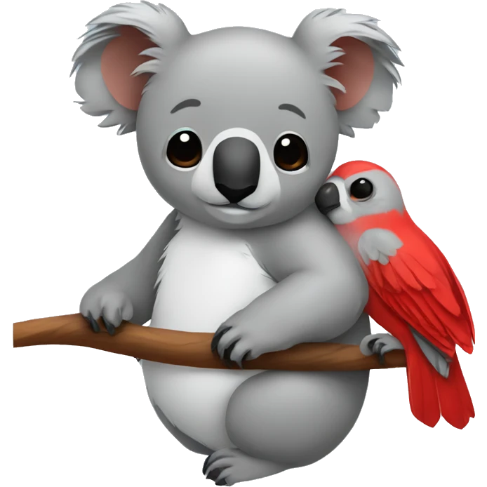 Koala bear cardinal bird cuddle emoji