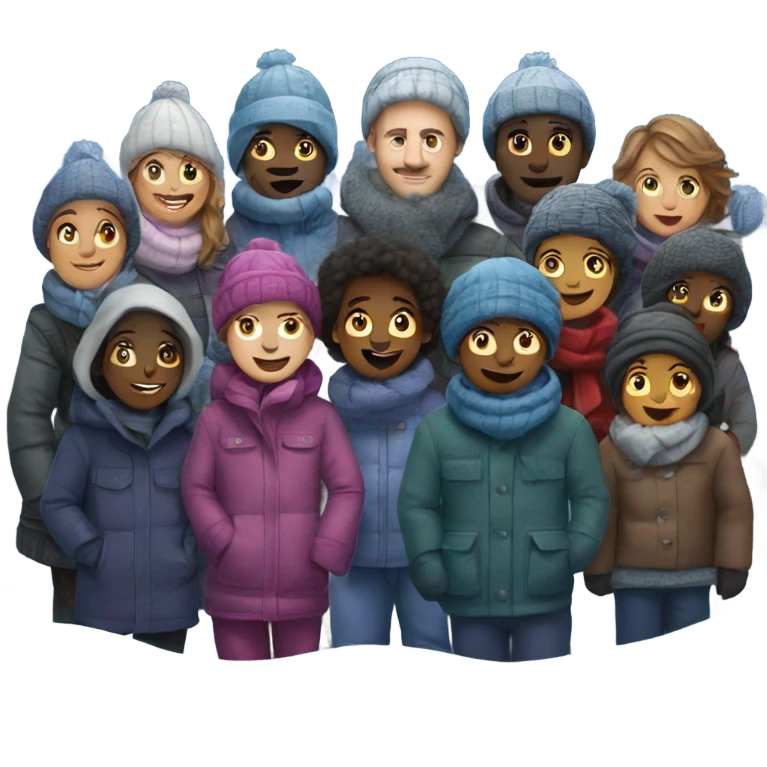 winter night gathering of friends emoji