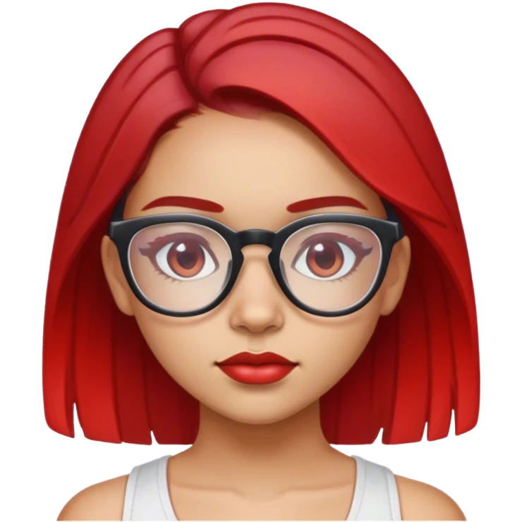 Girl with Red highlights, clear glasses, white croptop, Puerto Rican emoji