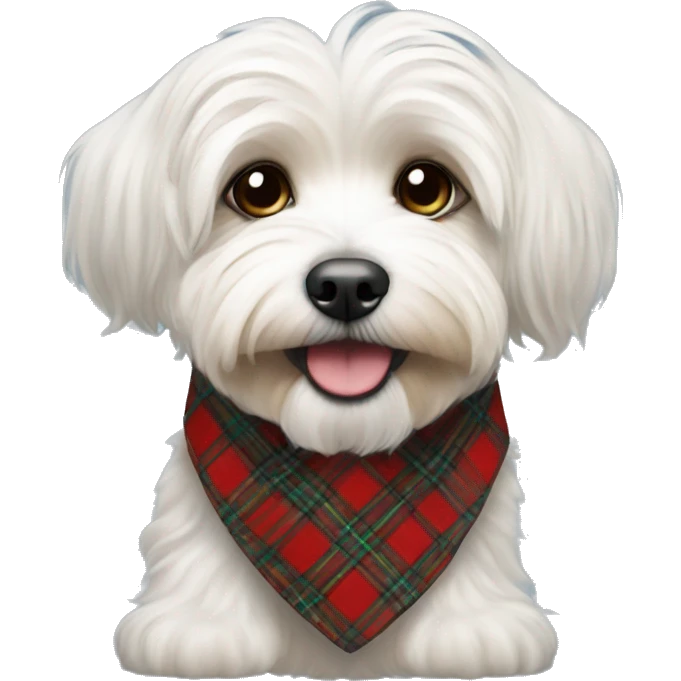 Havanese with tartan collar  emoji