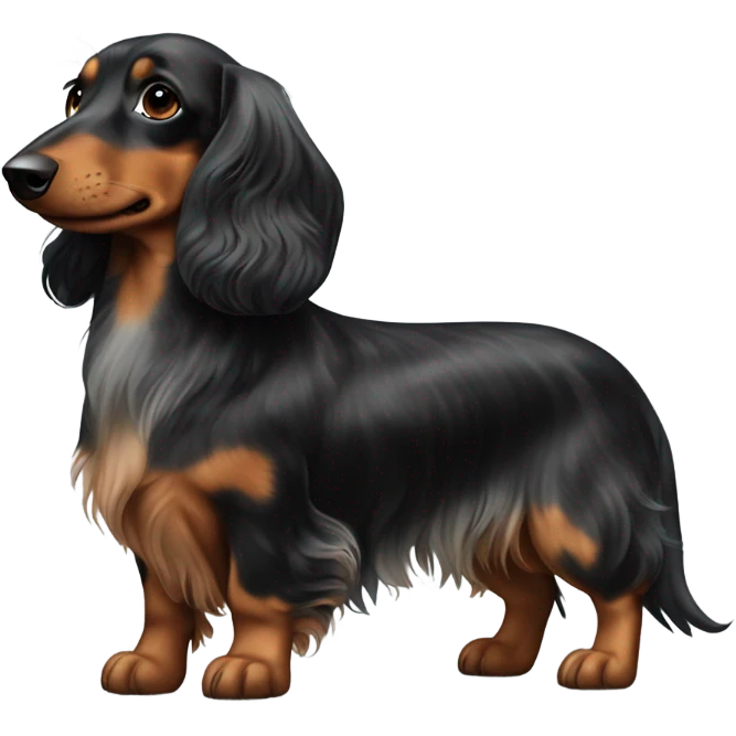 Longhaired black merle dachs in full body emoji