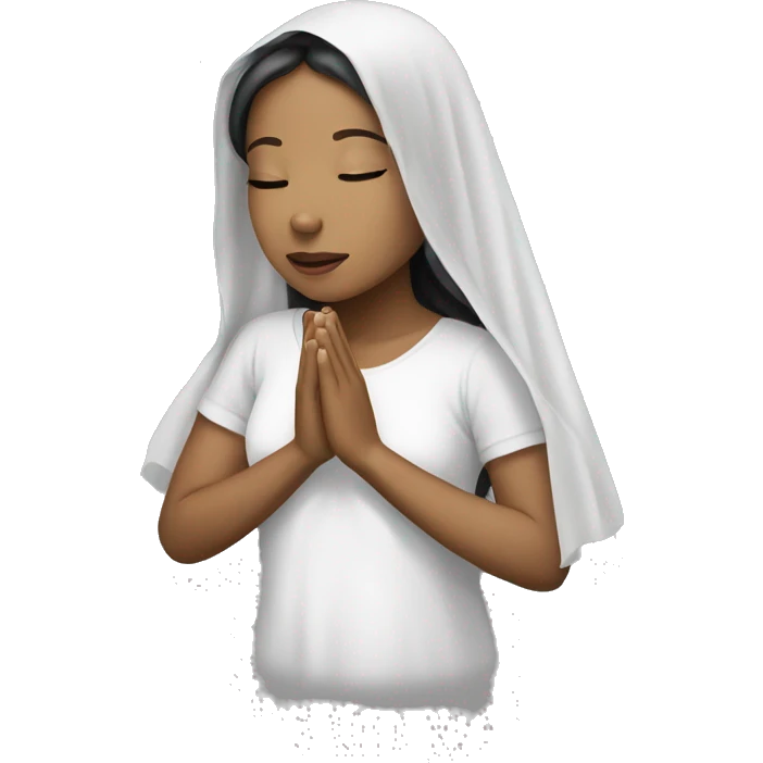 Light skin girl praying with white veil  emoji