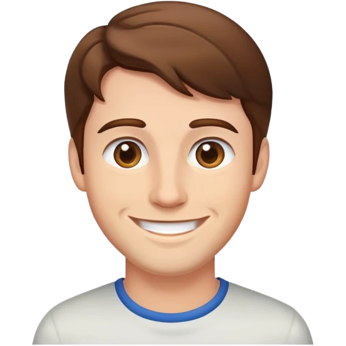 man with brown hair, smiling emoji